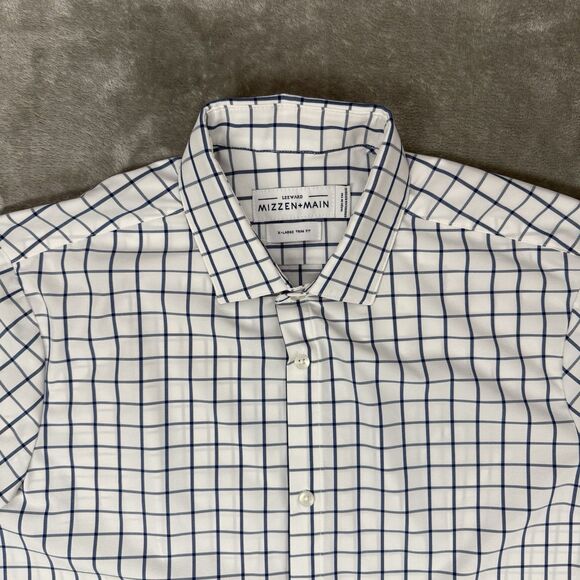 Mizzen Main Leeward Large Trim Fit Check Performance Button Up Long Sleeve Shirt - Picture 3 of 7